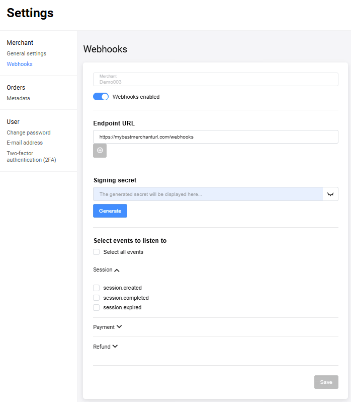 Configure webhooks