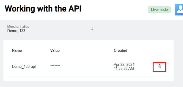 Delete API key